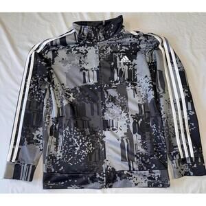 Adidas kids Black and Gray Patterned Track Jacket Size Large